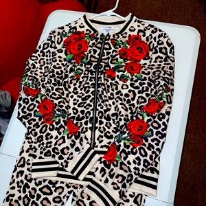 Cheetah jogger legging suit